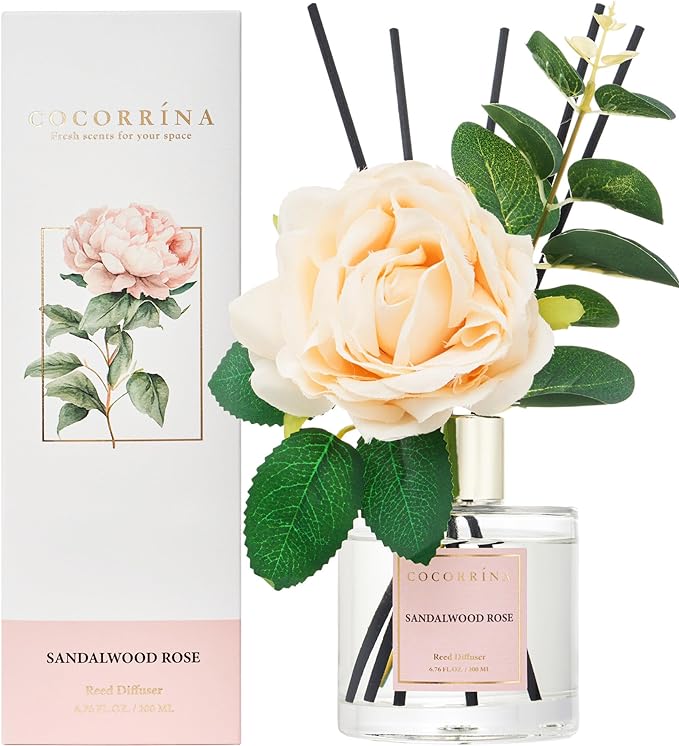 Cocorrina Reed Diffuser Set, Flower Reed Diffuser Sandalwood Rose 6.7 oz by COCORR%C3%8DNA