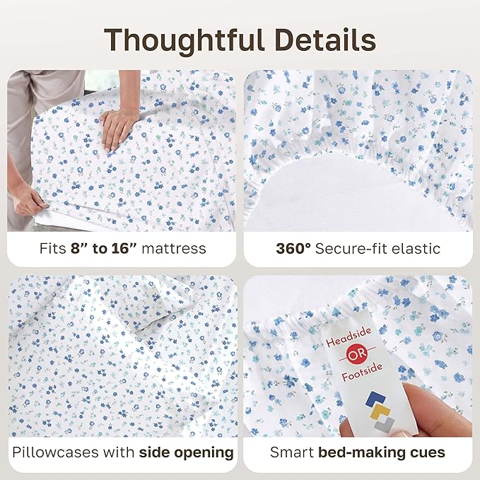 California Design Den Soft Full Size 100% Cotton Sheet Sets, 400 TC Good - Image 5