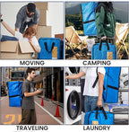 TAILI 2 Pack Blus Moving Bags w/Adjustable Backpack Straps, Moving Supplies, Moving Boxes Alternative, Heavy Duty Storage Totes for College Packing, Camping Backpack for Travel, Dorm, Laundry