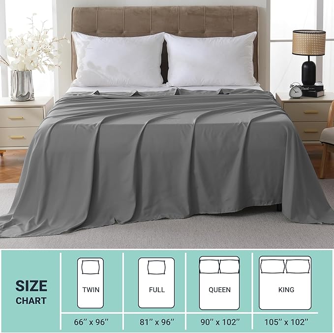 ZPECC Queen Flat Sheet Only 1 Pack, Durable Dark Gray Top Bed Sheets - Image 5