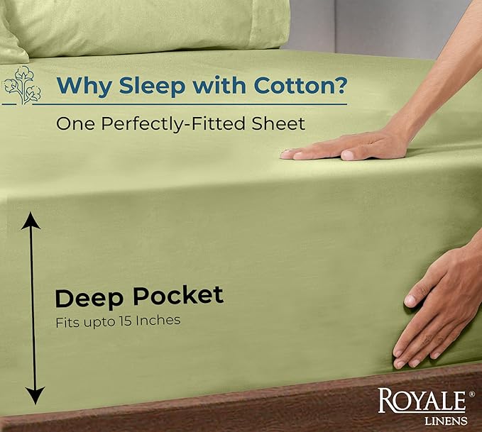 Royale Linens 100% Organic Cotton Fitted Sheet - Image 2