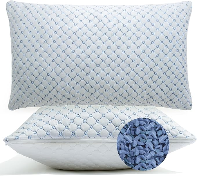 Cooling Bed Pillow for Sleeping, Shredded Memory Foam Pillows for Bed King Size by Unknown