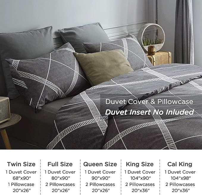TOCOMOA Plaid Duvet Cover Set 100% Natural Cotton Soft Comfy Breathable 3 Piece - Image 6