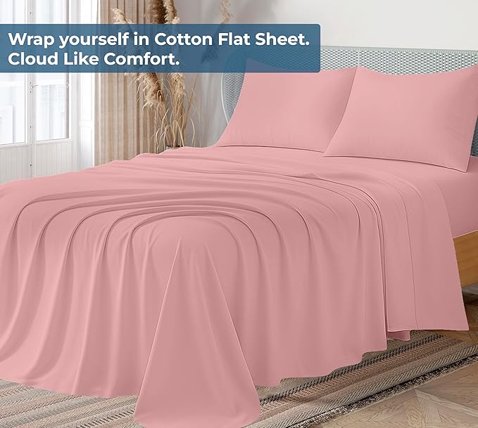 Royale Linens 100% Organic Cotton Twin XL Flat Sheet Only - Image 2