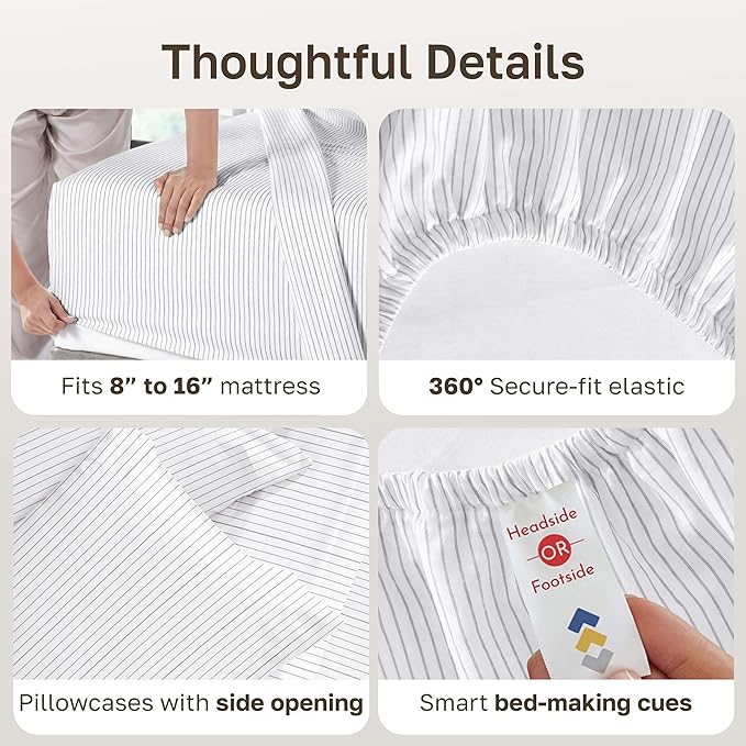 California Design Den Soft 100% Cotton King Size Bed Sheets Set, 400 TC Good - Image 5