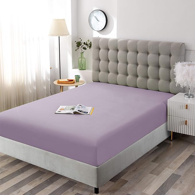 Sfoothome Queen Lavender Fitted Sheet Only, Wrinkle Free - Image 2