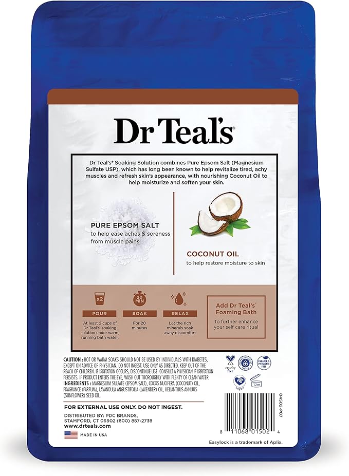 Dr Teal's Salt Soak with Pure Epsom Salt, Nourish & Protect with Coconut Oil - Image 14