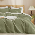 PHF Waffle Weave Duvet Cover Set Queen Size, No Snagging Ultra Soft Luxury by PHF