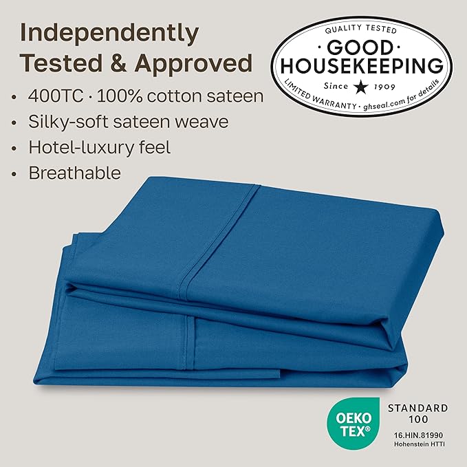California Design Den King Size Pillow Cases Set of 2-400 Thread Count Sateen - Image 2
