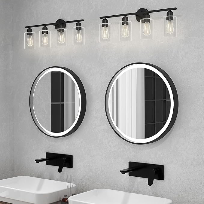Espird 4 Light Bathroom Vanity Light Fixtures Black, Rustic Farmhouse Vanity - Image 8