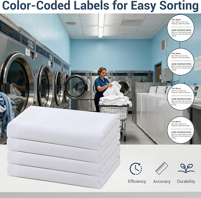 Bulk Twin Flat Sheets Only, Color-Coded Hem Threads, Wrinkle-Free Shrinkage - Image 4
