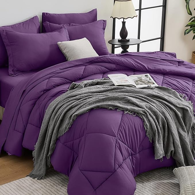 HEVUMYI Grape Purple Twin-XL Comforter Set by HEVUMYI
