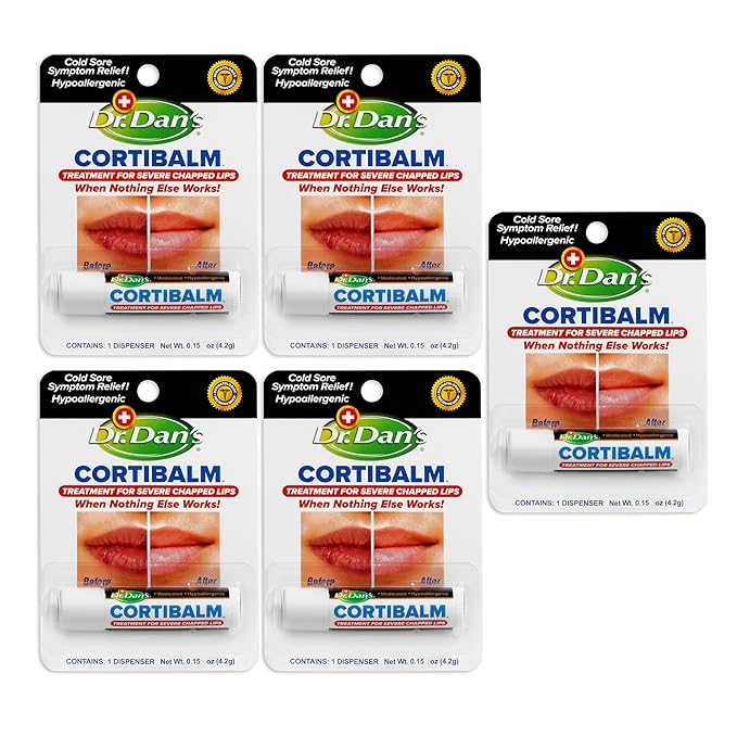 Dr. Dan's Cortibalm-5 pack- for Dry Cracked Lips Healing Lip Balm for Severely by DrDans