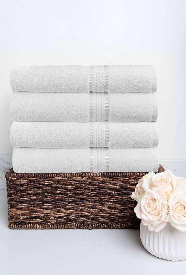Cotton Craft Ultra Soft 4 Pack Oversized Extra Large Bath Towels 30x54 White - Image 4