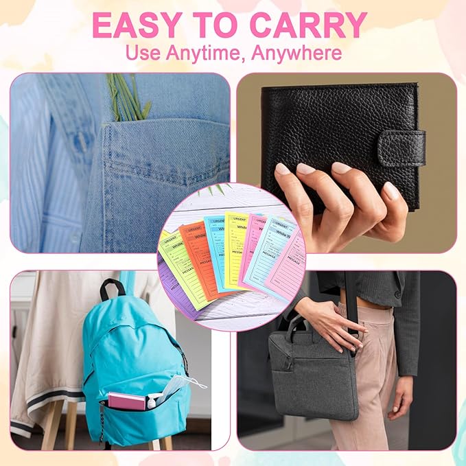 9 Pcs Sticky Phone Message Pad, 5.1×3.9 Inch While You were Out Message Pad, Self-Adhesive Sticky Notes, Fluorescent Color Telephone Notes for Office School Home, 50 Sheets/Pack (9 Colors)