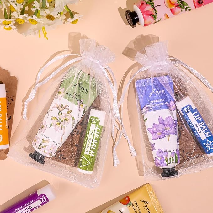 AZEN 64 Sets Bulk Gifts, Hand Cream and Lip Balm Bulk Set - Image 9