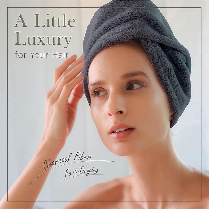 myHomeBody Hair Towel Wrap, Luxury Quick Drying Turban, Ultra Soft Absorbent - Image 2
