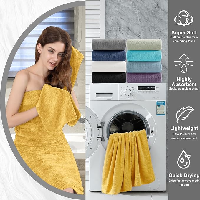 4 Piece Extra Large Bath Towel 35"x70" Oversized Bath Sheet Bath Towel Set - Image 8