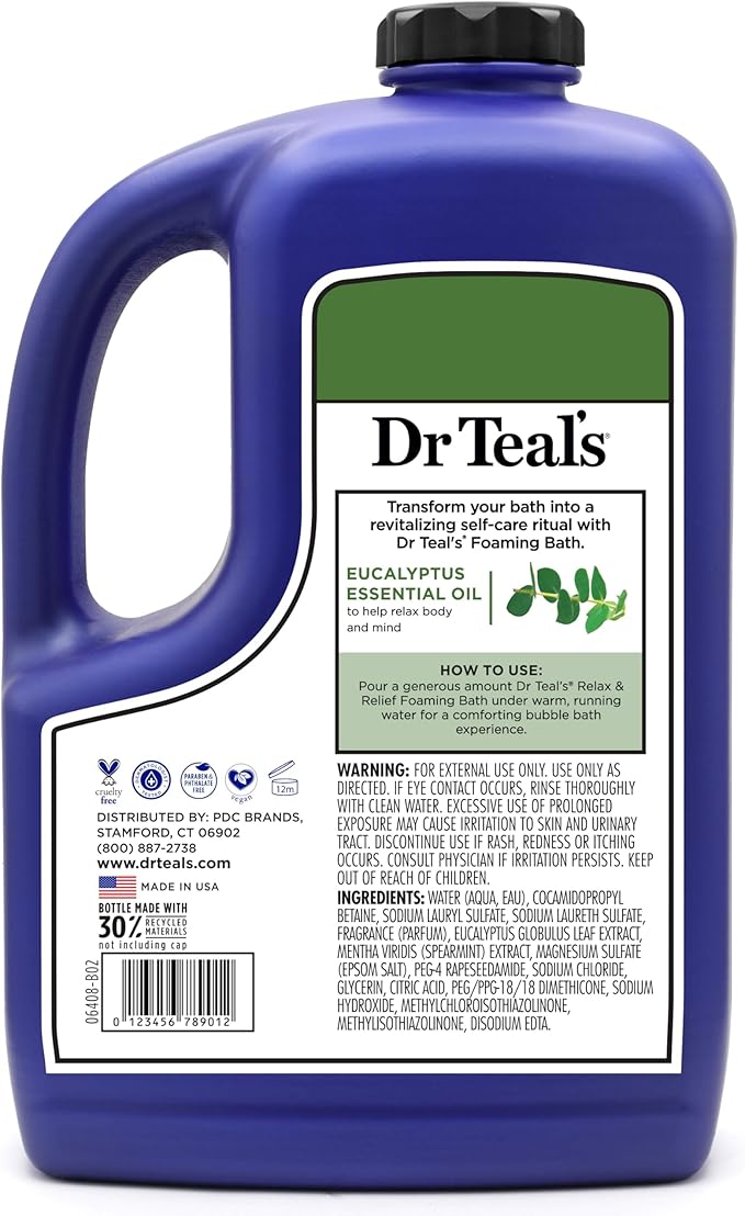 Dr Teal's Foaming Bath with Pure Epsom Salt, Relax & Relief with Eucalyptus & - Image 8