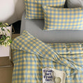 mixinni Plaid Duvet Cover Set Queen Yellow by mixinni
