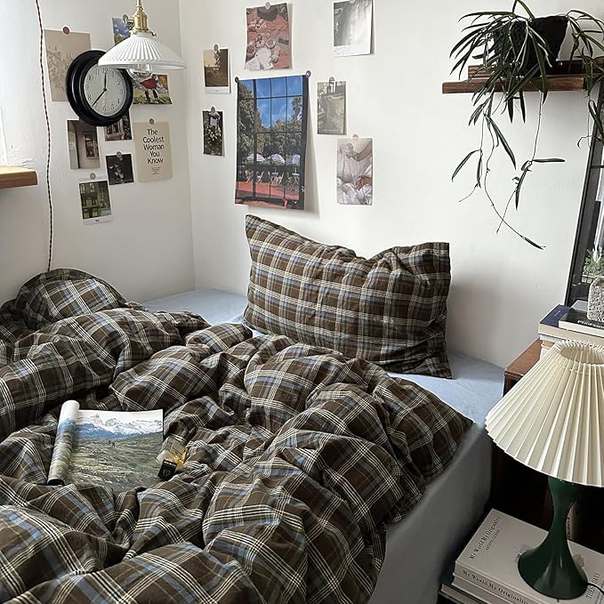mixinni Vintage Buffalo Plaid Duvet Cover Set Full Size - Image 5