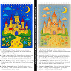 Fuxi Coloring Books for Girls, 60 Sheets (73lb/120gsm) Blank Sketch Book + 50 Designs Blank Coloring Book, Stocking Stuffers for Kids 8-12 Girls.