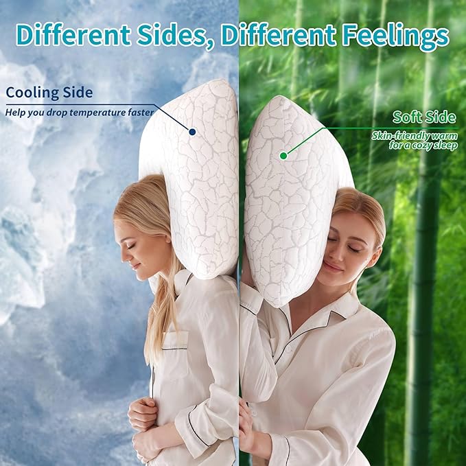 Cooling Pillows for Sleeping 2 Pack, King Size Adjustable Shredded Memory Foam - Image 2