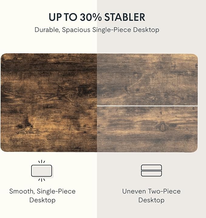 FLEXISPOT EN2 Whole-Piece Standing Desk with Clamp Power Strip, 55 x 28 Electric Stand Up Height Adjustable Desk with Cable Management (Black Frame + 55" Rustic Brown Desktop, 2 Packages)