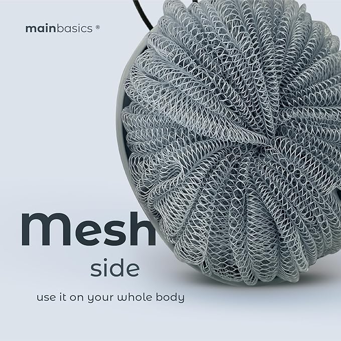 MainBasics Shower Tool Duo 2-1 Shower Loofah Sponge and Exfoliating Body - Image 3