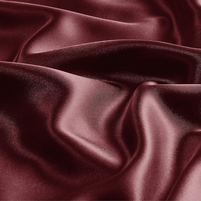 BEDELITE Satin Pillowcase with Zipper, Burgundy King Size Pillow Cases Set of 2 - Image 3