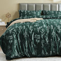 MUXHOMO Duvet Cover King Size, Reversible Floral Forest Green Duvet Cover Set by MUXHOMO