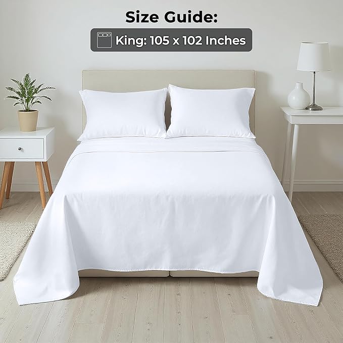 Royale Linens 100% Organic Cotton King 2 Pack Flat Sheet Only - Image 3