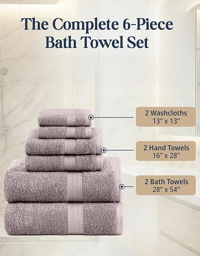LANE LINEN 100% Ring Spun Cotton Bathroom Towel Set - Image 4