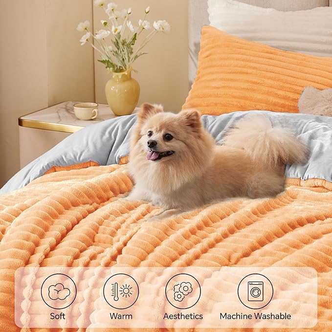 BEDELITE Fleece Twin Comforter Set -Super Soft & Warm Fluffy Coral Bedding - Image 3