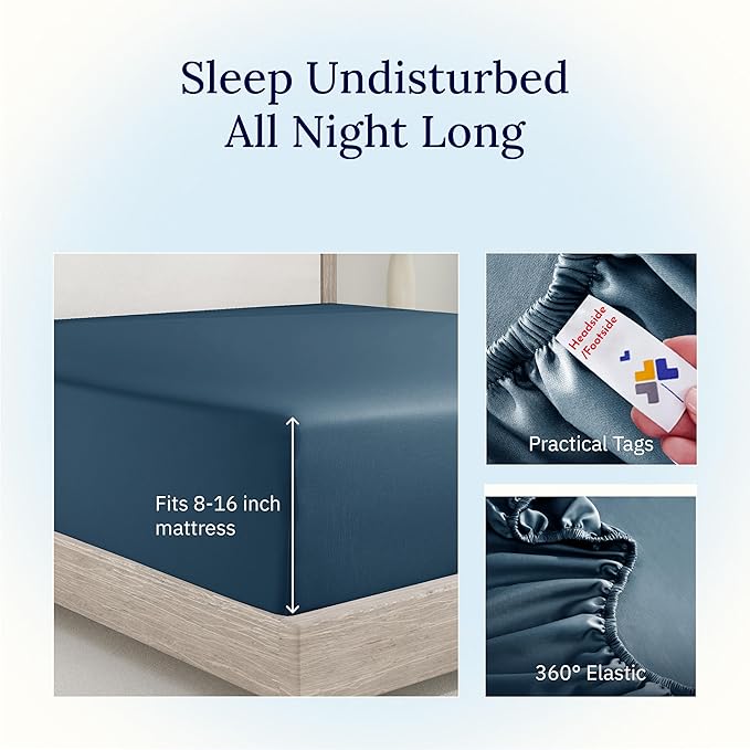 California Design Den Fitted Sheet Queen Size Cotton, Deep Pocket Soft 400 - Image 5