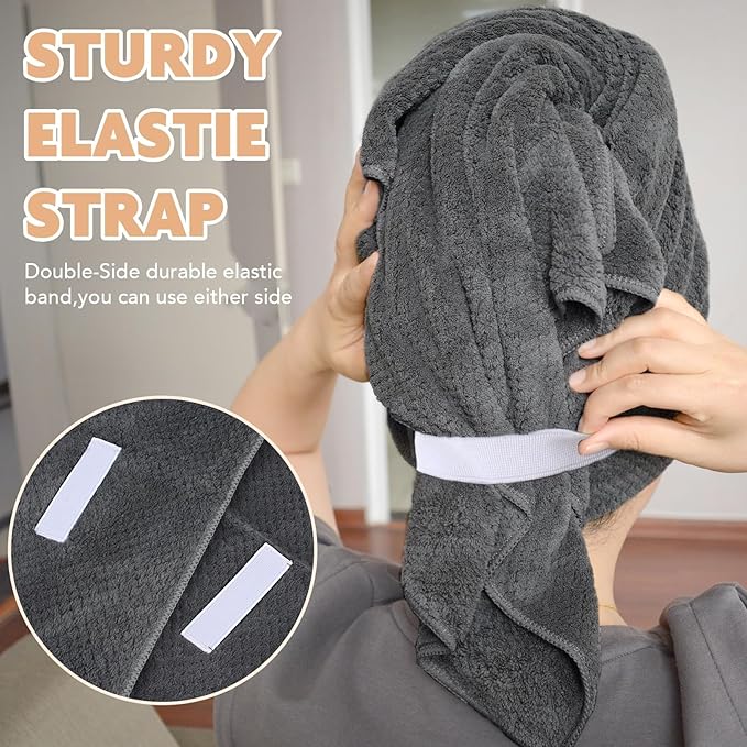 SUNLAND Microfiber Hair Towels Anti Frizz Hair Drying Towel Super Absorbent - Image 4