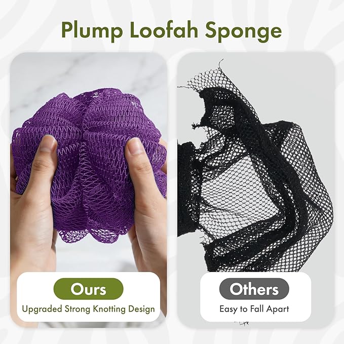 Bathway Loofah Bath Sponge, 2 Pack African Net Sponge Authentic, Exfoliating - Image 4