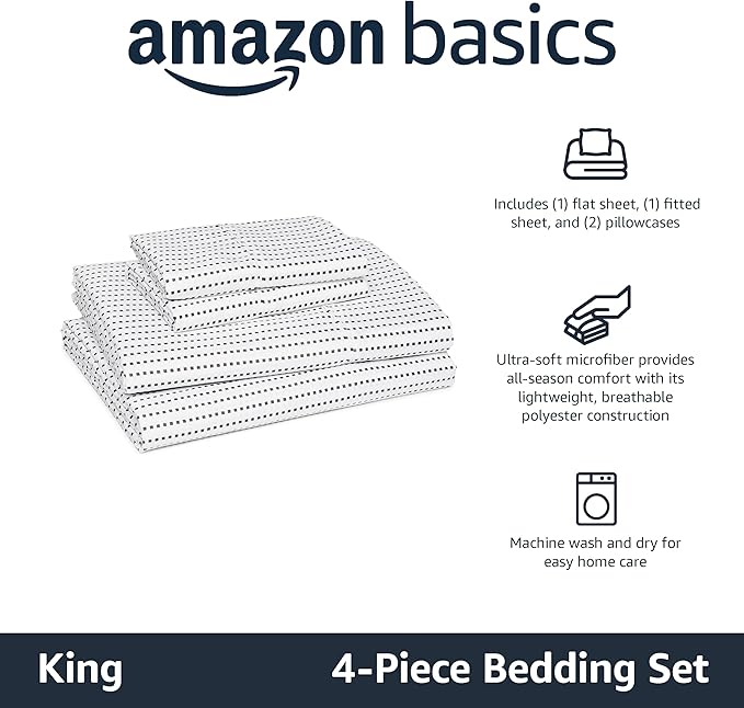 Amazon Basics Lightweight Microfiber 4-Piece Bed Sheet Set - Image 2