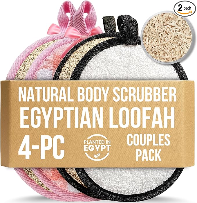 CraftsOfEgypt 4-Pack Natural Egyptian Loofah Exfoliating Body Scrubber Sponges by CraftsOfEgypt