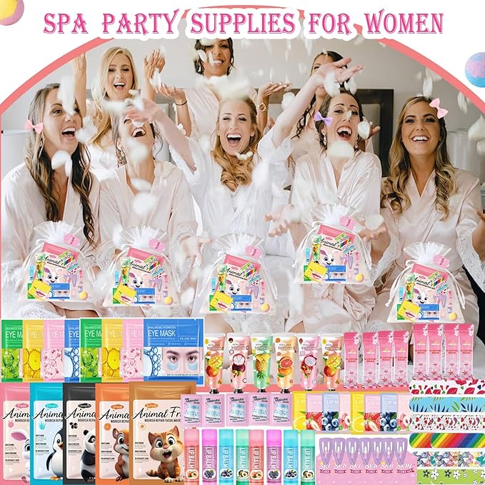 224PCS Spa Party Supplies for Girls, Spa Party Favors Include Face Masks - Image 7