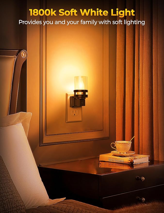 Briignite Candle Night Light Plug in, Amber Night Lights Plug into Wall - Image 5