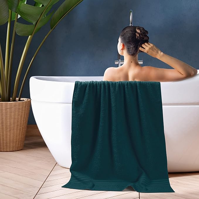 BOUTIQUO 100% Cotton 2 Pack Bath Towel Set 28x55 inches, Eco-Friendly Large - Image 5