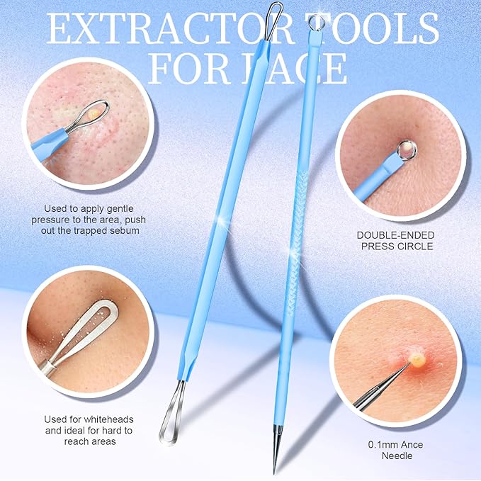 Teenitor 7 Pcs Professional Blackhead Remover Tweezers and Pimple Popper Tool - Image 3