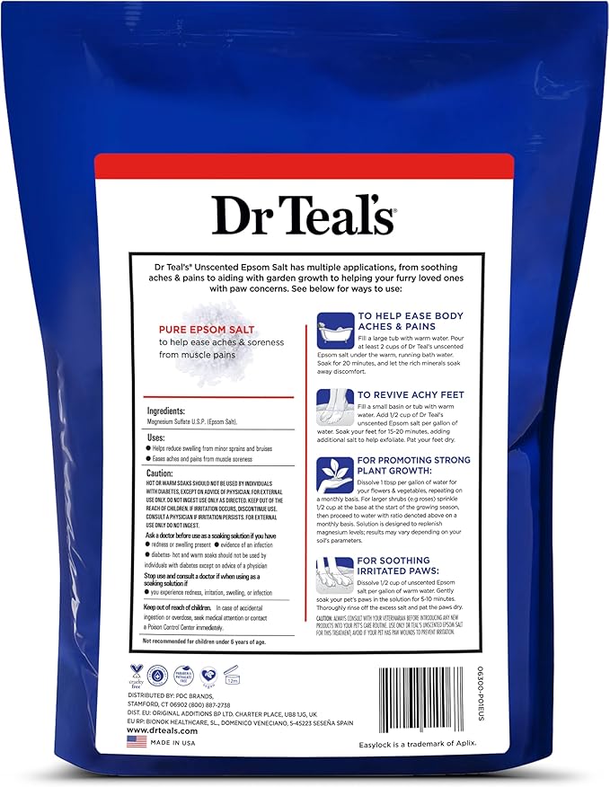 Dr Teal's Pure Epsom Salt Bulk Magnesium Sulfate USP, Fragrance Free, 19 lbs - Image 11