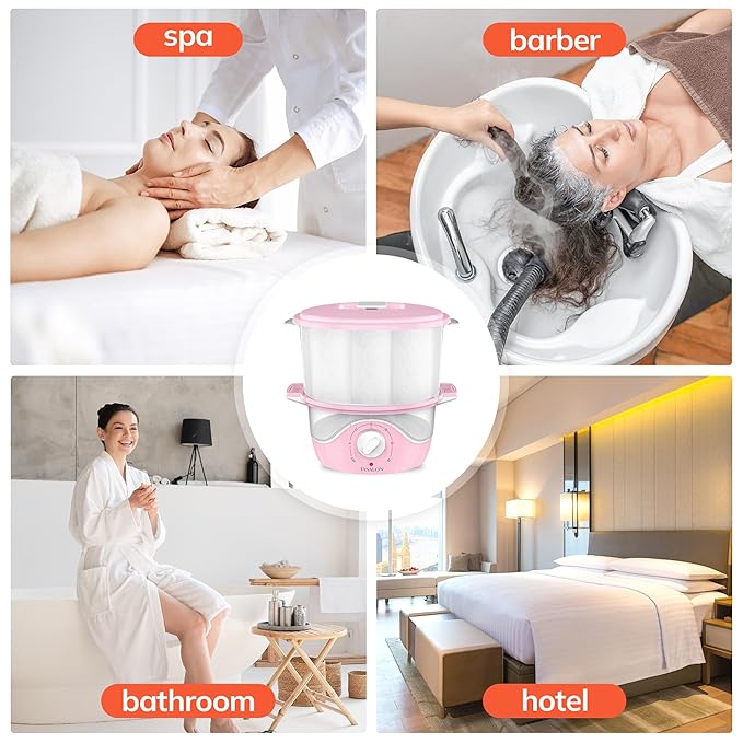 TASALON Pink Hot Towel Steamer for Facials, 5-Min Quick Heating Towel Warmer - Image 7