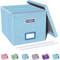 Oterri File Organizer, File Box, File Cabinet for Letter File Folder Storage, Portable Storage Bins with Lids for Office/Decor/Home,Document Organizer, 1 Pack,Sky-blue-Box Only