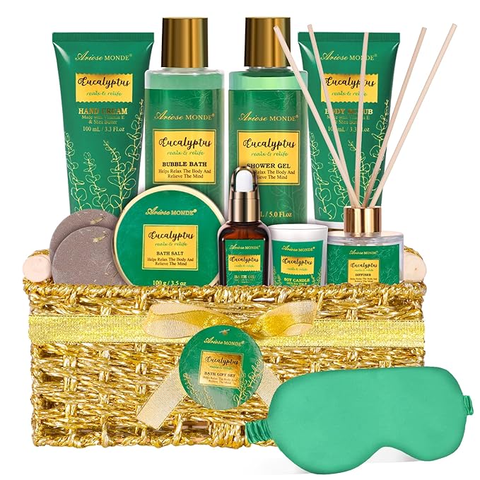 Gift Baskets for her, Spa Gifts for Women-13pcs Eucalyptus At Home Spa Kit by Ariosemonde