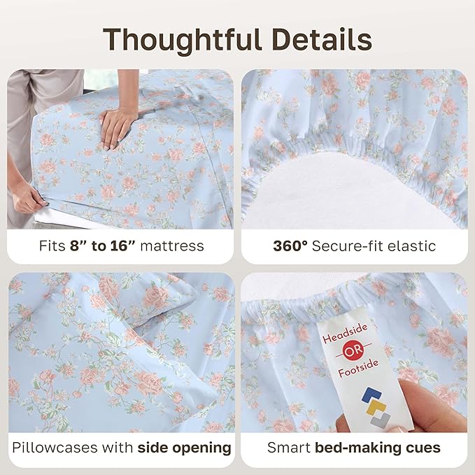 California Design Den Soft Cotton Bed Sheets Queen Size Set, 400 TC Good - Image 5