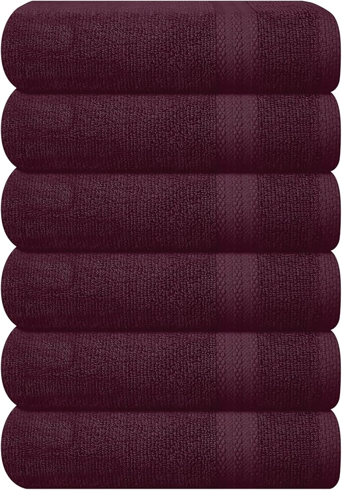 GLAMBURG Ultra Soft 6-Piece Hand Towel Set 16x28-100% Ringspun Cotton by GLAMBURG