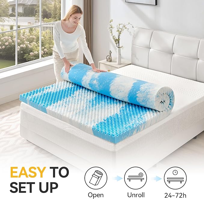 SINWEEK 3 Inch Egg Crate Memory Foam Mattress Topper Twin XL, Twin Extra Long - Image 7